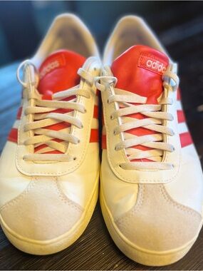 adidas White and Red Low-Top Sneakers